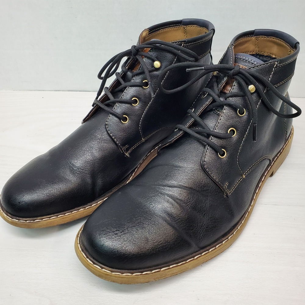 HAWKER RYE Chukka Boots Men Size 9 Leather Black Classic Ankle Boots Fast Ship‎